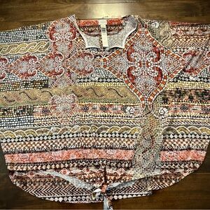 🌟 Chico's Mosaic Print Top with Tie Hem